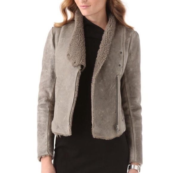 Helmut Lang Jackets & Blazers - Helmut Lang Distressed Weathered Shearling Jacket